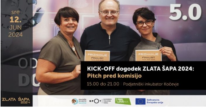 KICK-OFF dogodek ZLATA ŠAPA 2024: Pitch pred komisijo